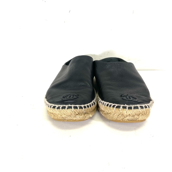 Chanel Black Leather Cap Toe Espadrilles size 39 - Picture 5 of 10